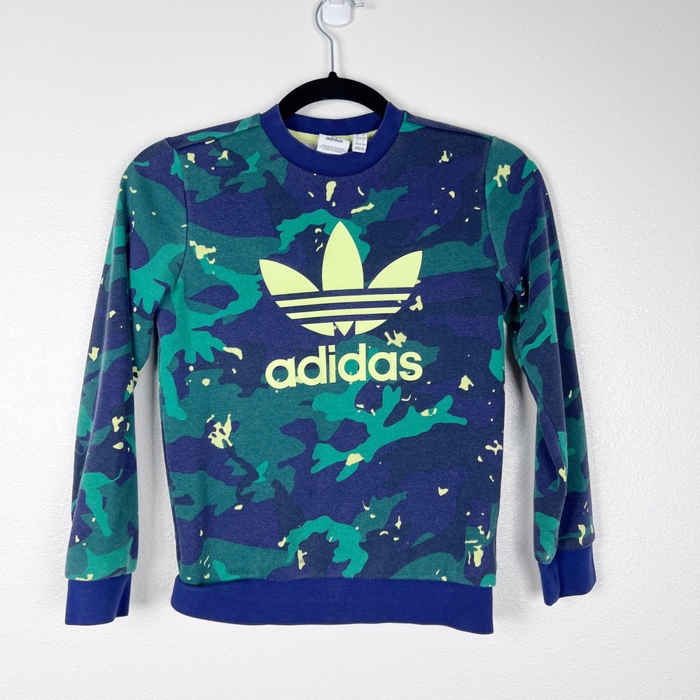 Adidas Kids Boys Crewneck Camo Sweatshirt Sz 8